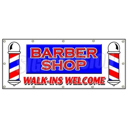 Signmission BARBER SHOP WALK-INS WELCOME BANNER SIGN men women coloring manicure B-120 Barber Shop Walk-Ins Wel